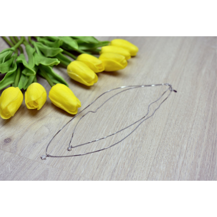 Sky Jewelry Серебряная Двойная цепочка с звездой и капелькой