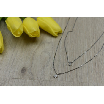 Sky Jewelry Серебряная Двойная цепочка с звездой и капелькой