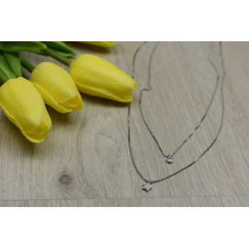 Sky Jewelry Серебряная Двойная цепочка с звездой и капелькой