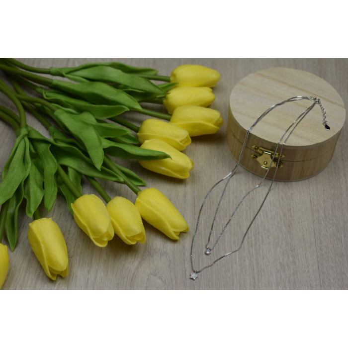 Sky Jewelry Серебряная Двойная цепочка с звездой и капелькой