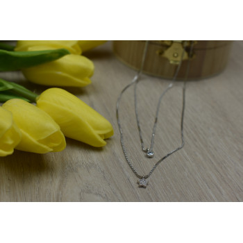 Sky Jewelry Серебряная Двойная цепочка с звездой и капелькой