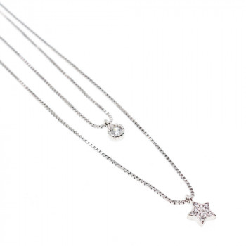 Sky Jewelry Серебряная Двойная цепочка с звездой и капелькой
