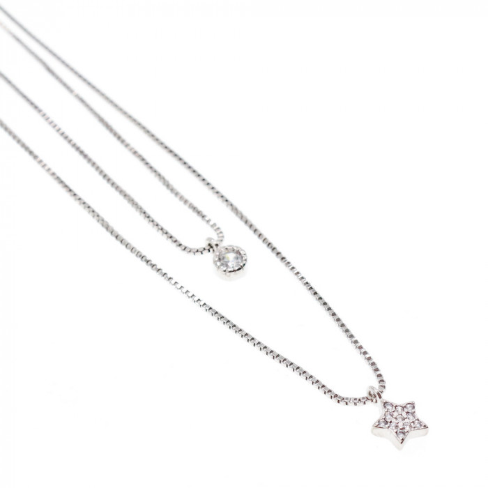 Sky Jewelry Серебряная Двойная цепочка с звездой и капелькой