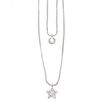 Sky Jewelry Серебряная Двойная цепочка с звездой и капелькой