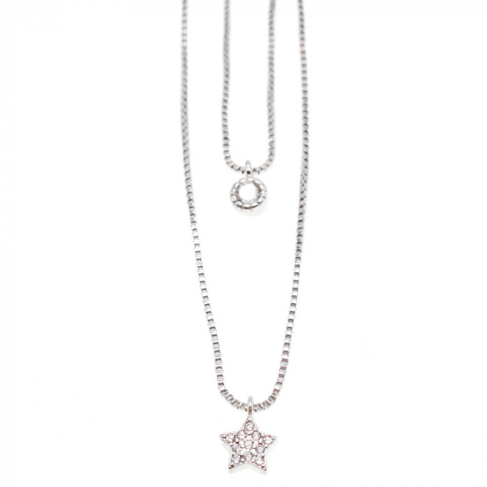 Sky Jewelry Серебряная Двойная цепочка с звездой и капелькой