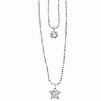 Sky Jewelry Серебряная Двойная цепочка с звездой и капелькой