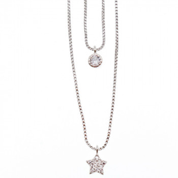 Sky Jewelry Серебряная Двойная цепочка с звездой и капелькой