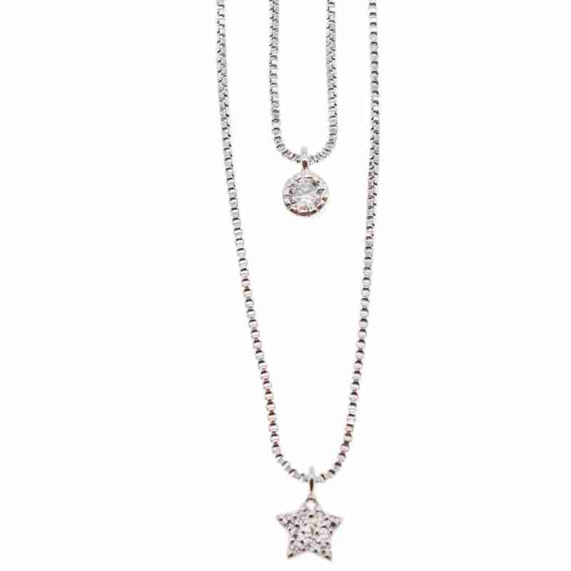 Sky Jewelry Серебряная Двойная цепочка с звездой и капелькой