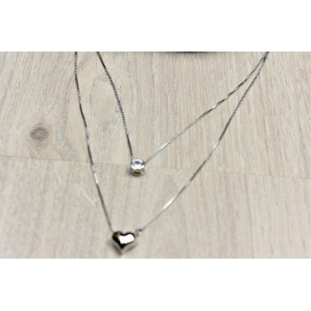 Sky Jewelry Серебряная двойная цепочка с сердечком и капелькой