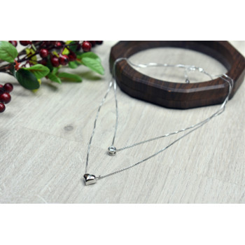 Sky Jewelry Серебряная двойная цепочка с сердечком и капелькой