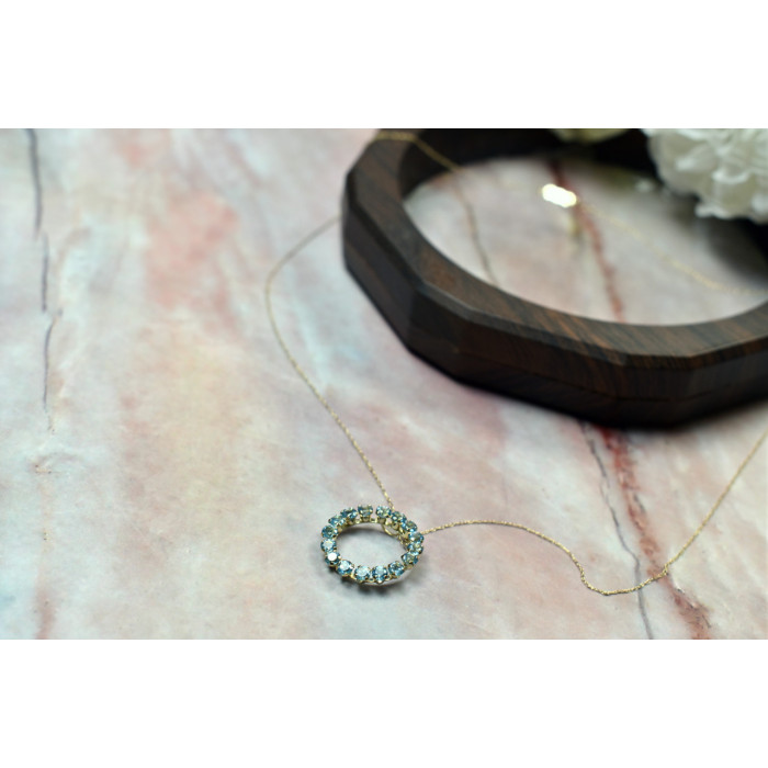 Sky Jewelry Золотая цепочка с кулоном камни Топаз