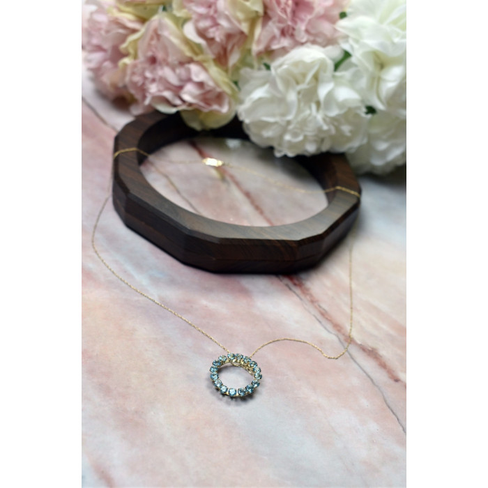 Sky Jewelry Золотая цепочка с кулоном камни Топаз