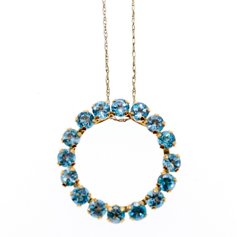 Sky Jewelry Золотая цепочка с кулоном камни Топаз