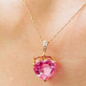 Sky Jewelry Золотой кулон с камнем Розовый Сапфир и бриллиантом