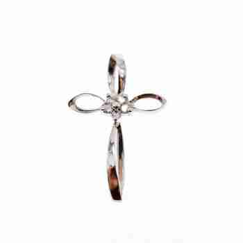 Sky Jewelry Золотой кулон  с бесцветным (белым) сапфиром