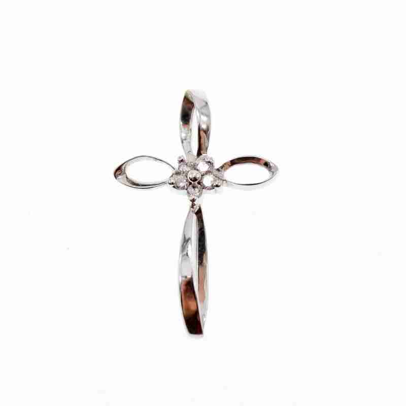 Sky Jewelry Золотой кулон  с бесцветным (белым) сапфиром