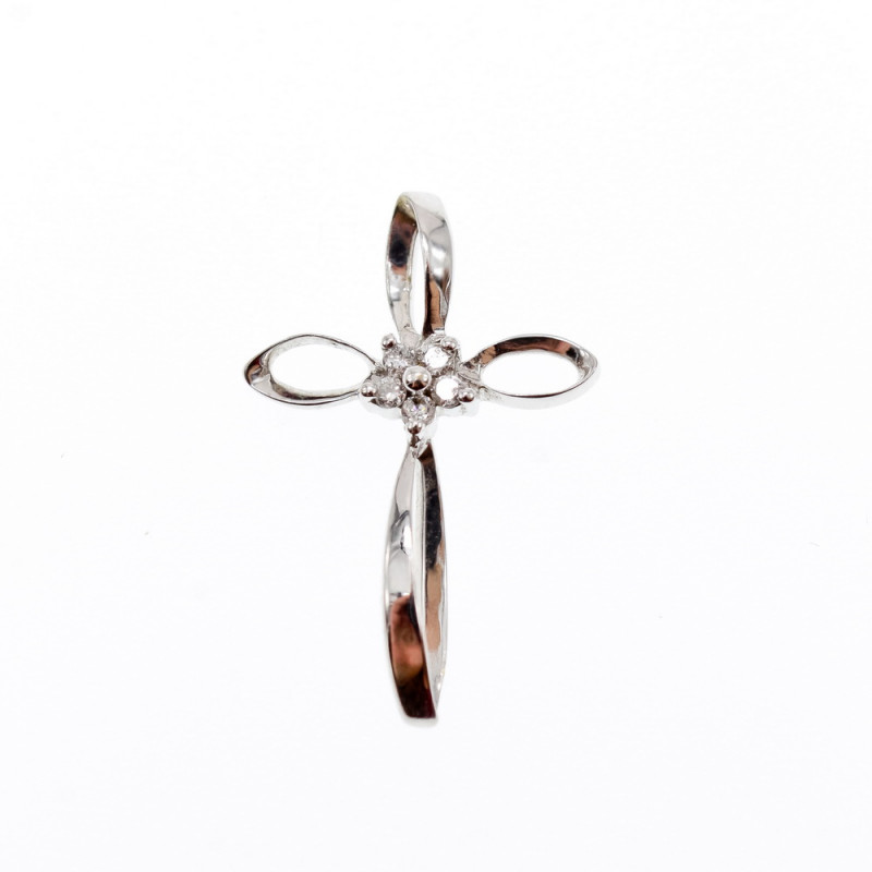 Sky Jewelry Золотой кулон  с бесцветным (белым) сапфиром