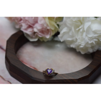 Sky Jewelry Золотое кольцо с аметистом и бриллиантом