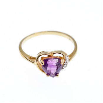 Sky Jewelry Золотое кольцо с аметистом и бриллиантом