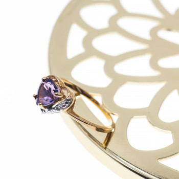 Sky Jewelry Золотое кольцо с аметистом и бриллиантом