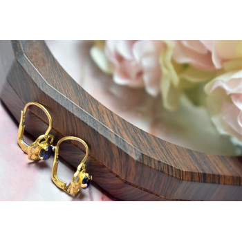 Sky Jewelry Золотые серьги Italy с синей Шпинелью