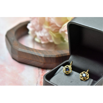 Sky Jewelry Золотые серьги Italy с синей Шпинелью