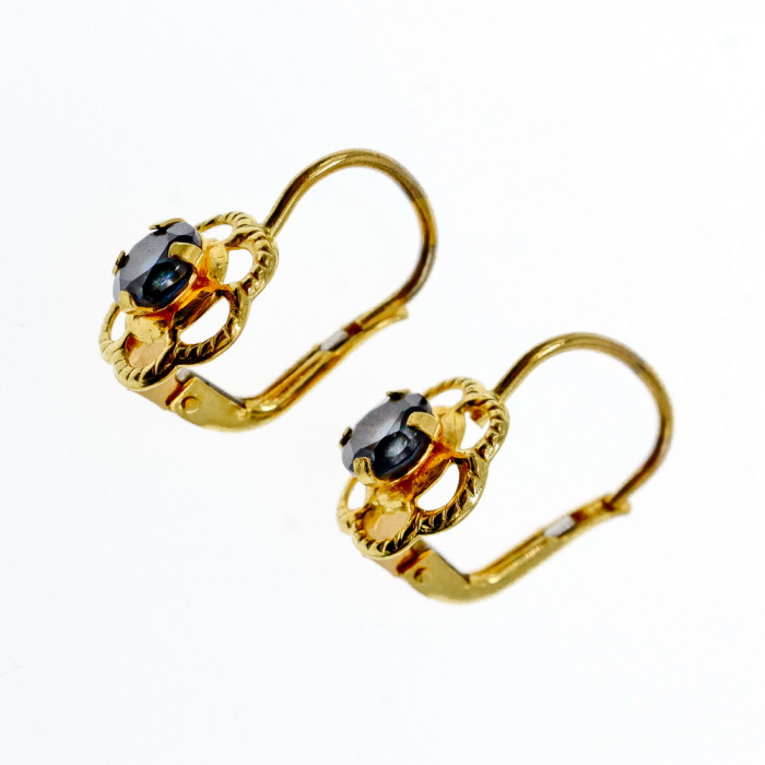 Sky Jewelry Золотые серьги Italy с синей Шпинелью