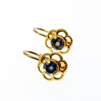 Sky Jewelry Золотые серьги Italy с синей Шпинелью