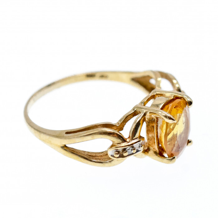 Sky Jewelry Золотое кольцо с цитрином и бриллиантами