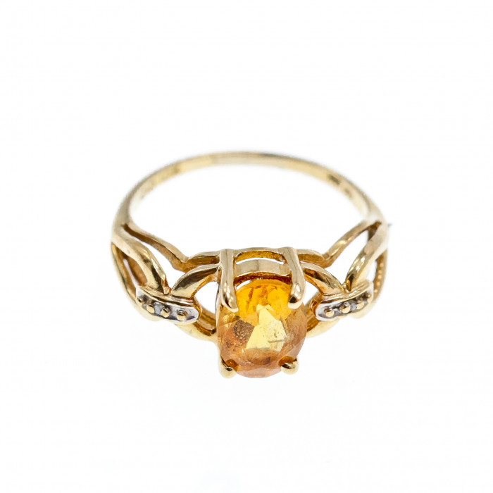 Sky Jewelry Золотое кольцо с цитрином и бриллиантами