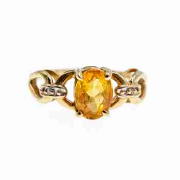 Sky Jewelry Золотое кольцо с цитрином и бриллиантами