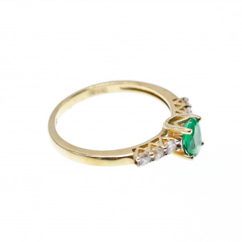 Sky Jewelry Золотое кольцо с изумрудом и бесцветной Шпинелью