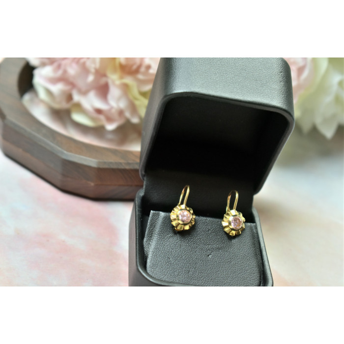 Sky Jewelry Золотые серьги с Морганитом Italy