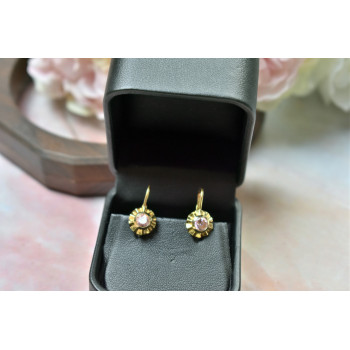 Sky Jewelry Золотые серьги с Морганитом Italy