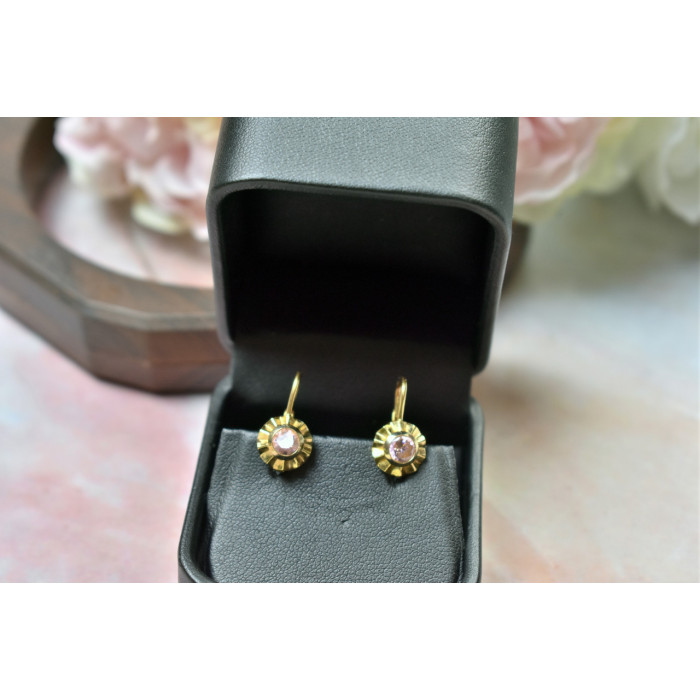 Sky Jewelry Золотые серьги с Морганитом Italy