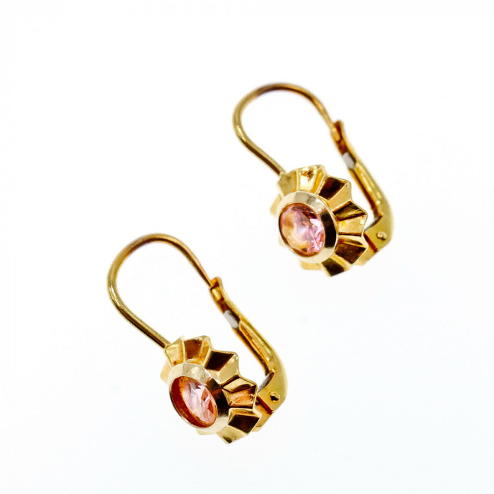 Sky Jewelry Золотые серьги с Морганитом Italy