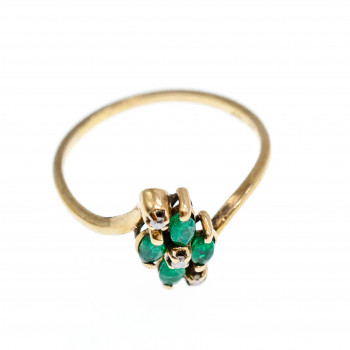 Sky Jewelry Золотое кольцо с изумрудом и бриллиантами