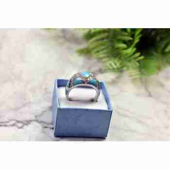 Sky Jewelry Серебряное кольцо с бирюзой и фианитами