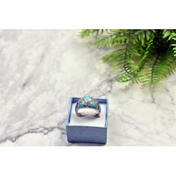 Sky Jewelry Серебряное кольцо с бирюзой и фианитами