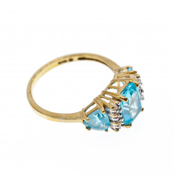 Sky Jewelry Золотое кольцо с топазом и бриллиантами