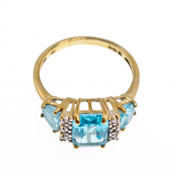 Sky Jewelry Золотое кольцо с топазом и бриллиантами