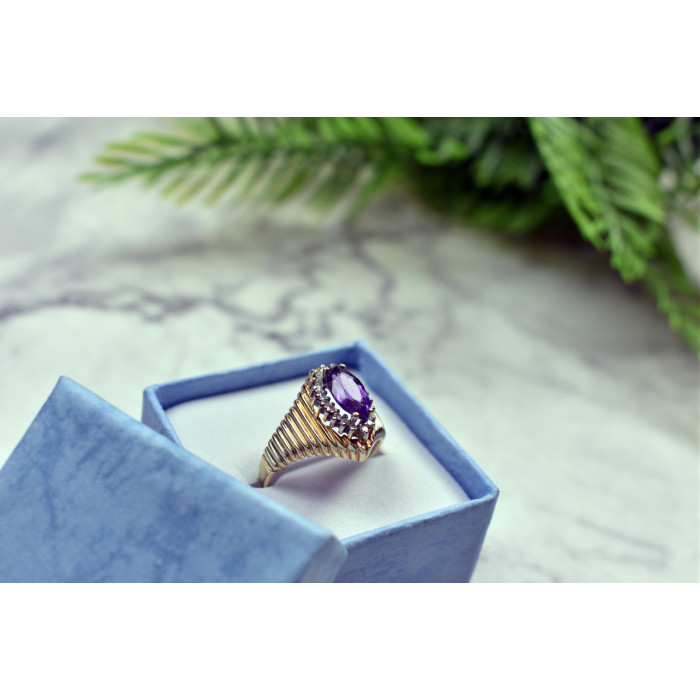 Sky Jewelry Золотое кольцо с Турмалином и бриллиантами