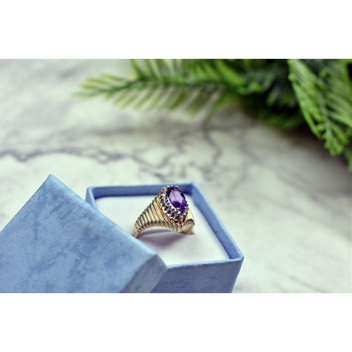 Sky Jewelry Золотое кольцо с Турмалином и бриллиантами