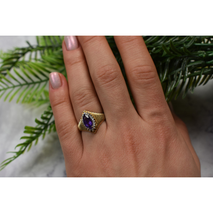 Sky Jewelry Золотое кольцо с Турмалином и бриллиантами