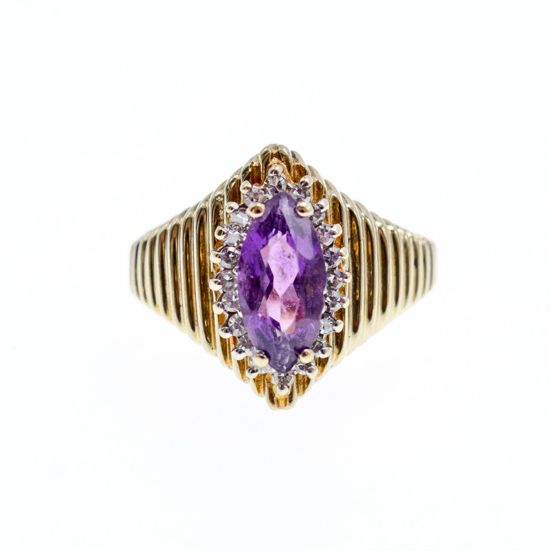 Sky Jewelry Золотое кольцо с Турмалином и бриллиантами