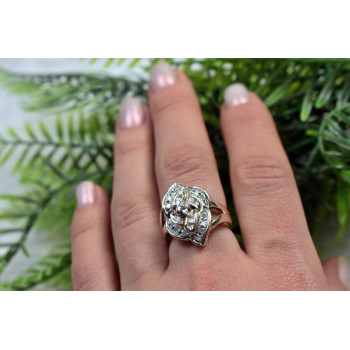 Sky Jewelry Золотое кольцо с бесцветным (белым) сапфиром