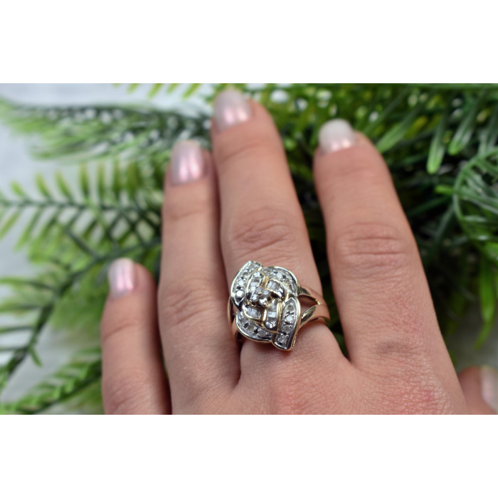 Sky Jewelry Золотое кольцо с бесцветным (белым) сапфиром