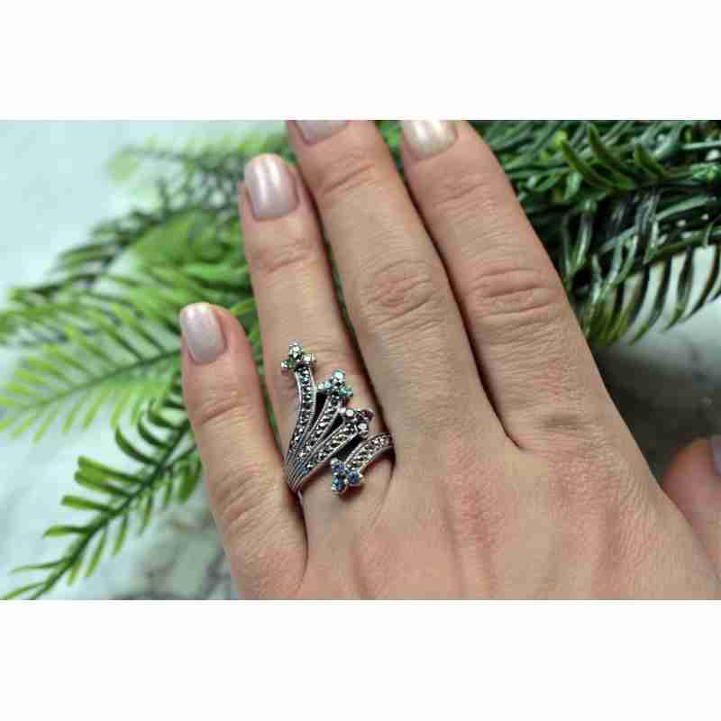 Sky Jewelry Серебряное кольцо с натуральными камнями
