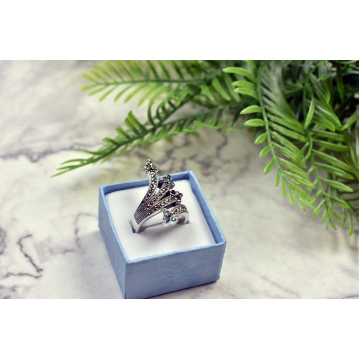 Sky Jewelry Серебряное кольцо с натуральными камнями