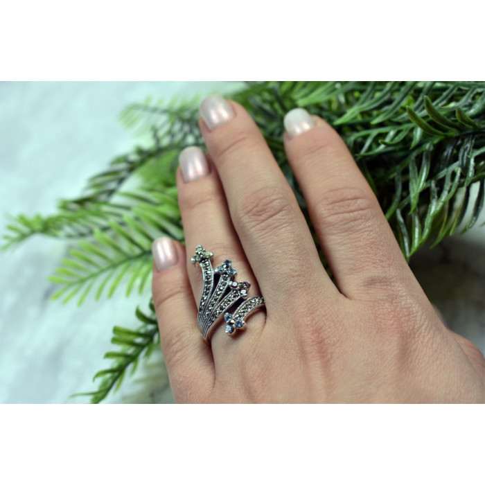 Sky Jewelry Серебряное кольцо с натуральными камнями